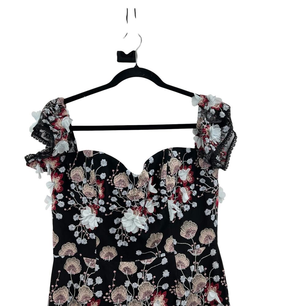 Dress the Population Tara Floral‎ Embroidered Black Multi Dress Size Large - Picture 3 of 12